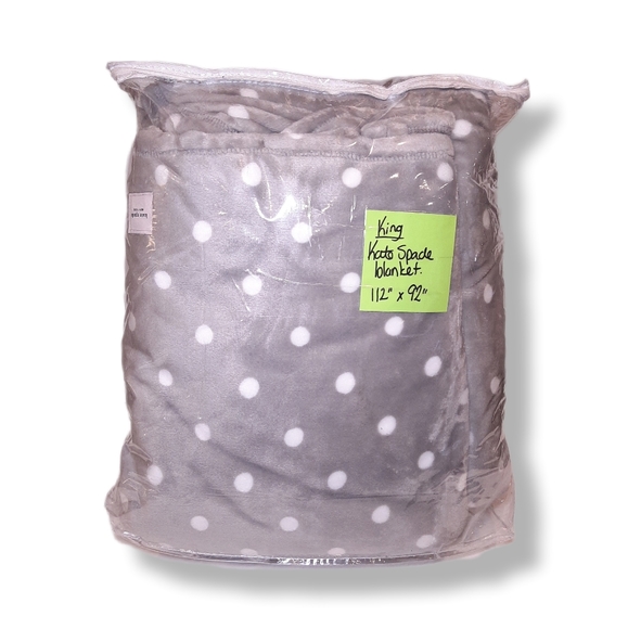 kate spade Bedding Kate Spade King Size Fleece Blanket Polka Dot Ultra Soft Oversized 12 X
